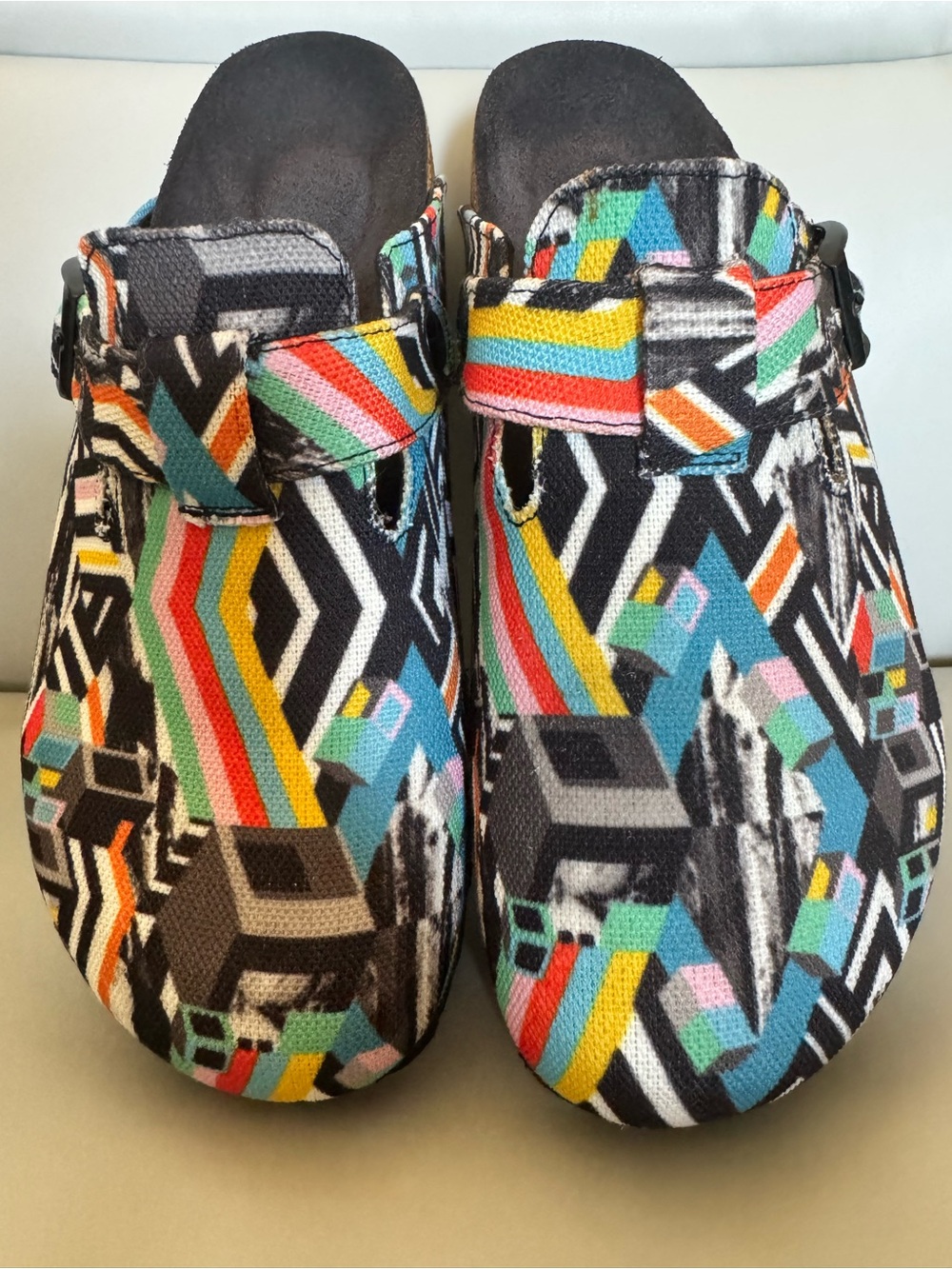 Birkenstock Papillio Geometric Graffiti Retro Platform Boston Womens 7-7.5 EU 38